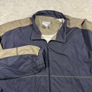 Penguin Sport Jacket Mens XXL Blue Windbreaker Full Zip Colorblock Lightweight